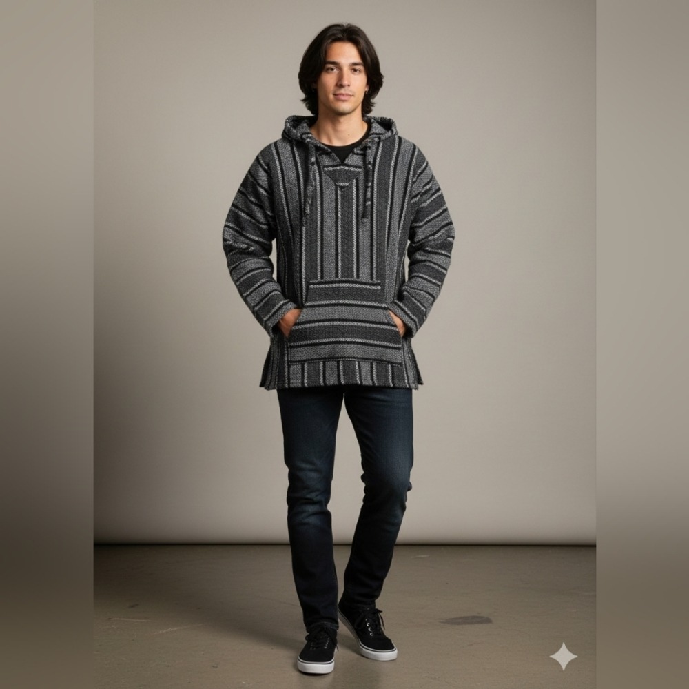 Mexican Textiles "Baja" "Jerga" Pullover One‎ Size Blanket Hoodie Y2K
